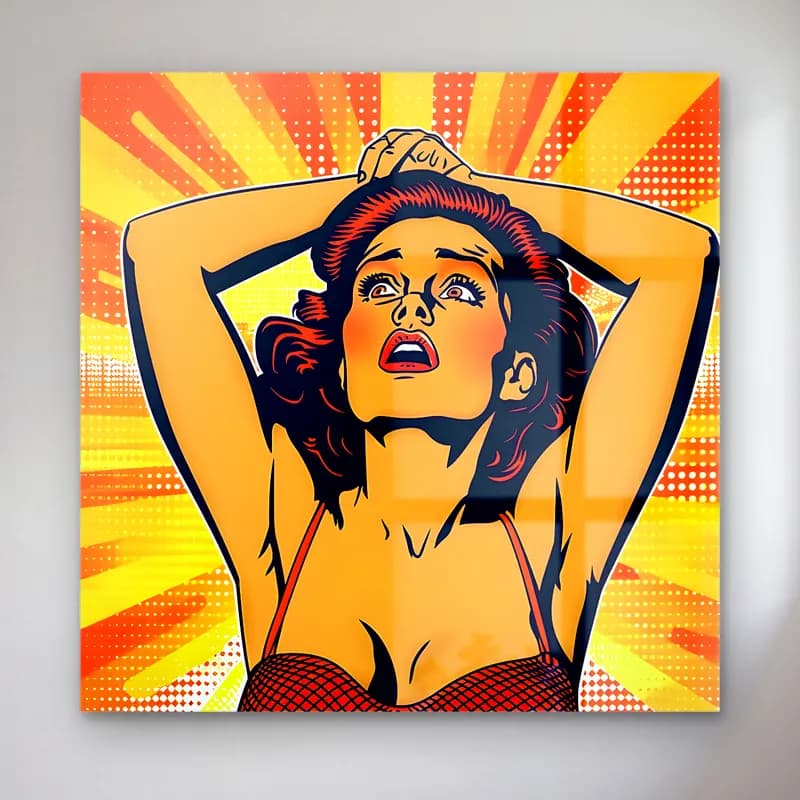 Pop Art Kadın Portresi No. 30 cam tablo — Pop Art Kadın Portresi No. 30 — pop art kadın portresi