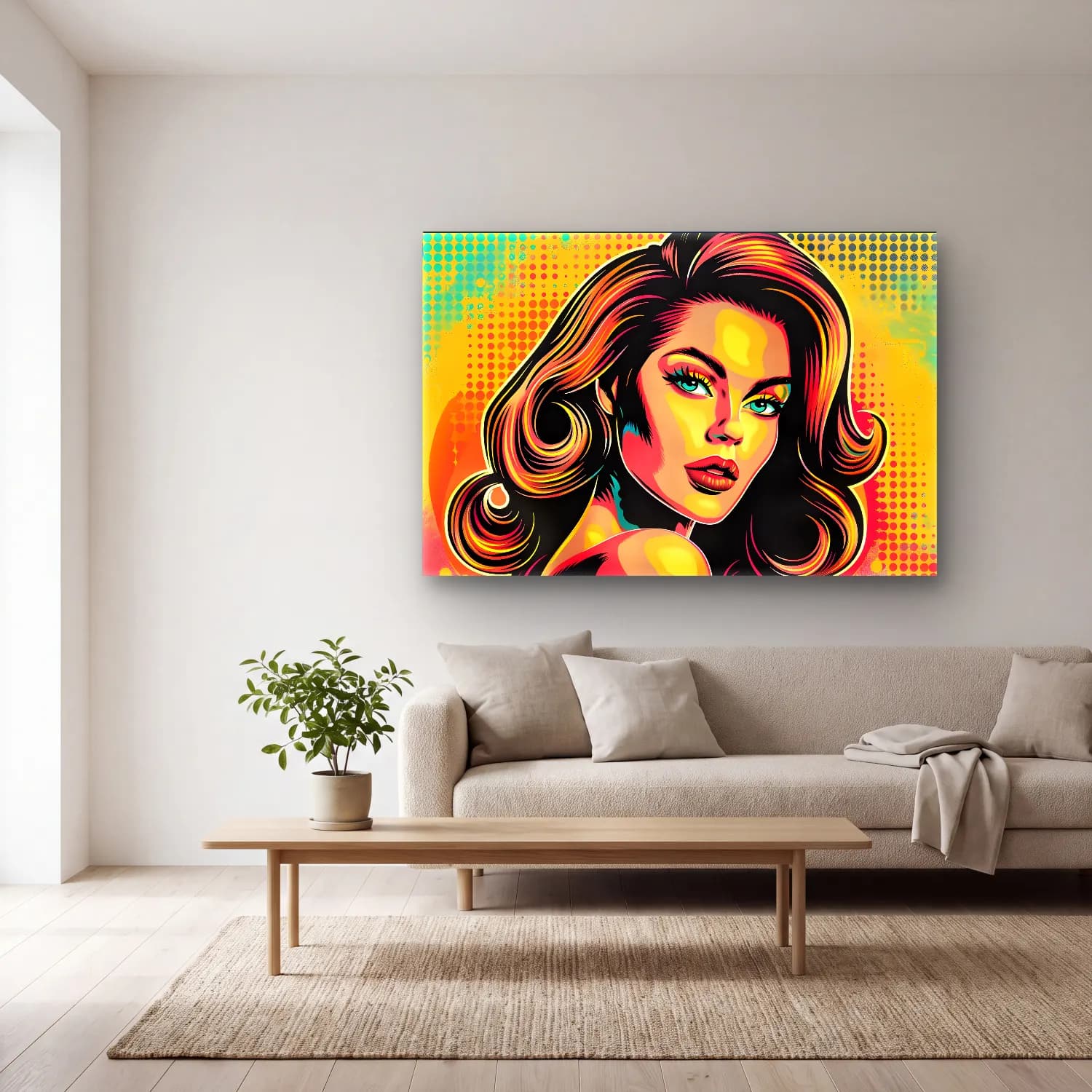Pop Art Moda İllüstrasyonu No. 23 cam tablo — açık renk salonda
