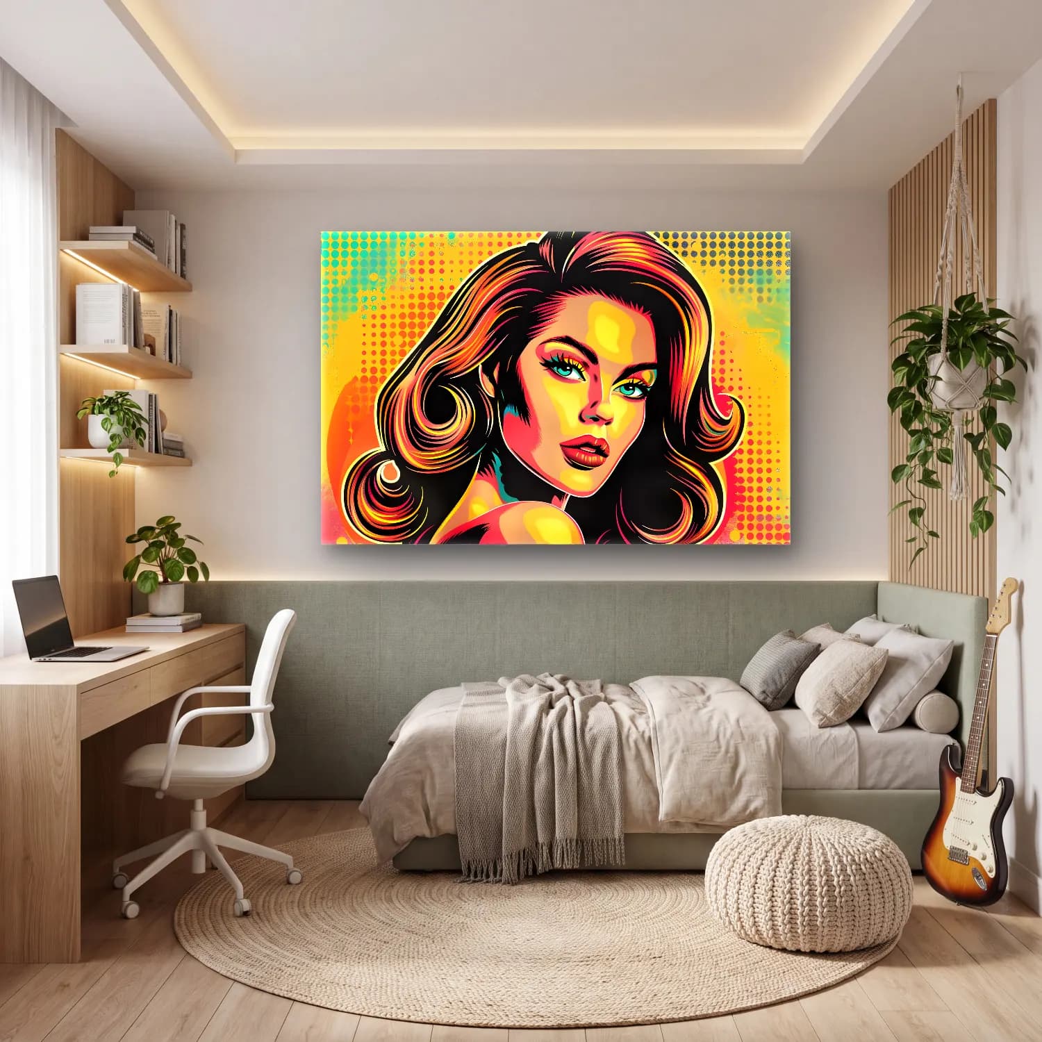 Pop Art Moda İllüstrasyonu No. 23 cam tablo — genç odasında