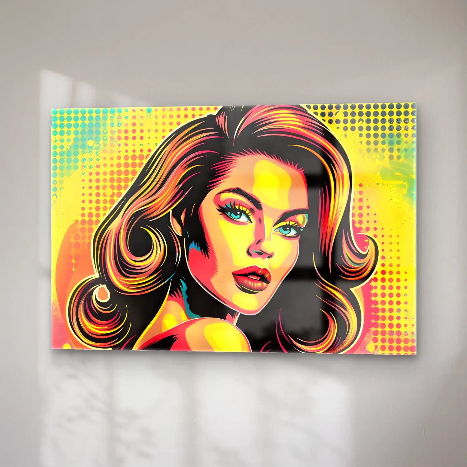 Pop Art Moda İllüstrasyonu No. 23 cam tablo — sağ açıdan görünüm