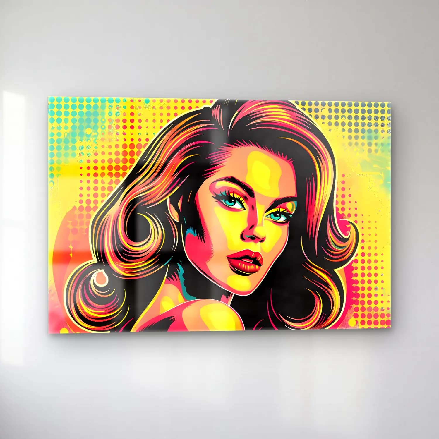 Pop Art Moda İllüstrasyonu No. 23 cam tablo — sol açıdan görünüm