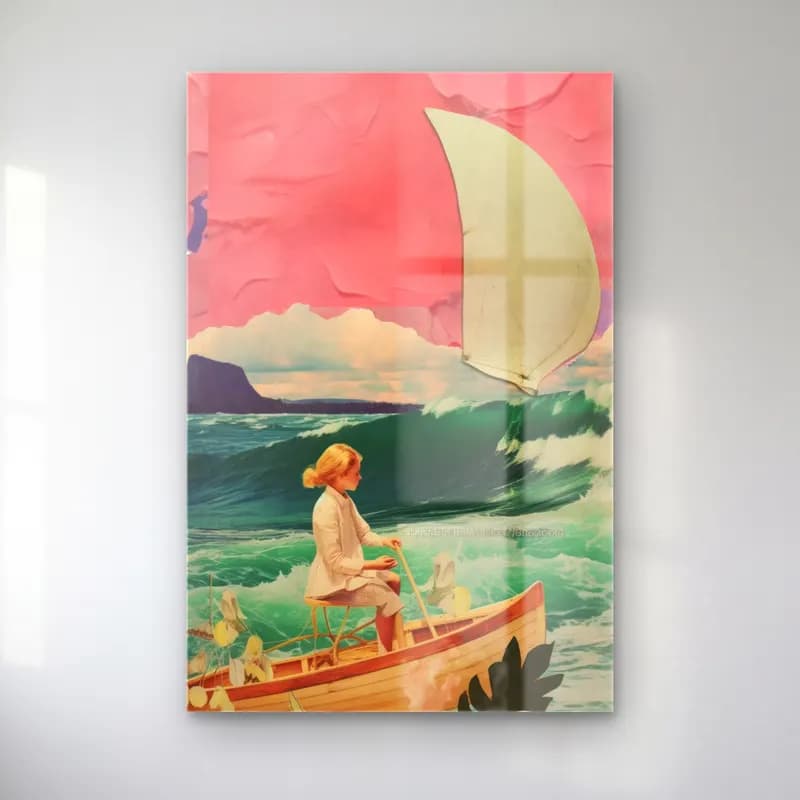 Pastel Yelken Yarışı No. 5 cam tablo — Pastel Yelken Yarışı No. 5 — pastel yelken yarışı