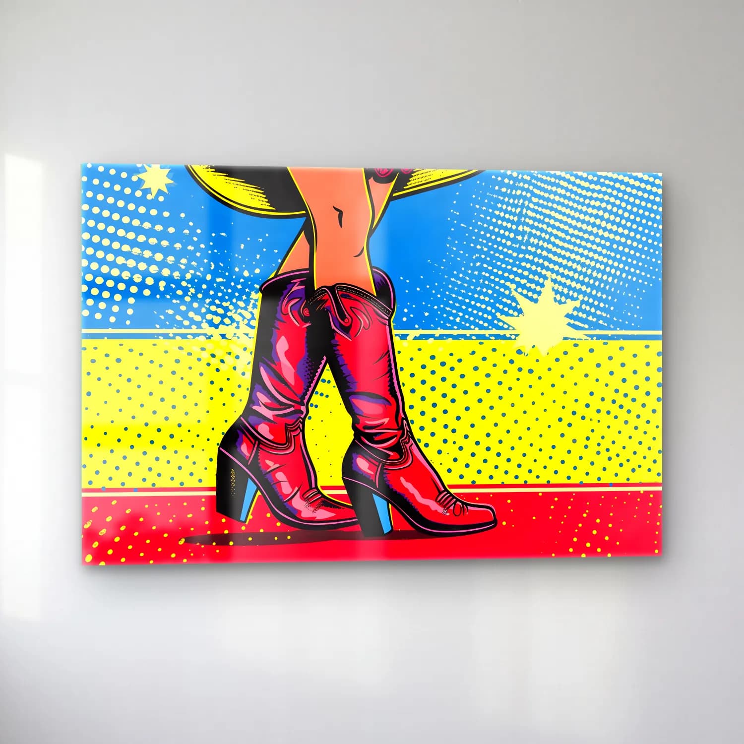 Pop Art Topuklu Ayakkabı ve Çanta cam tablo — sol açıdan görünüm
