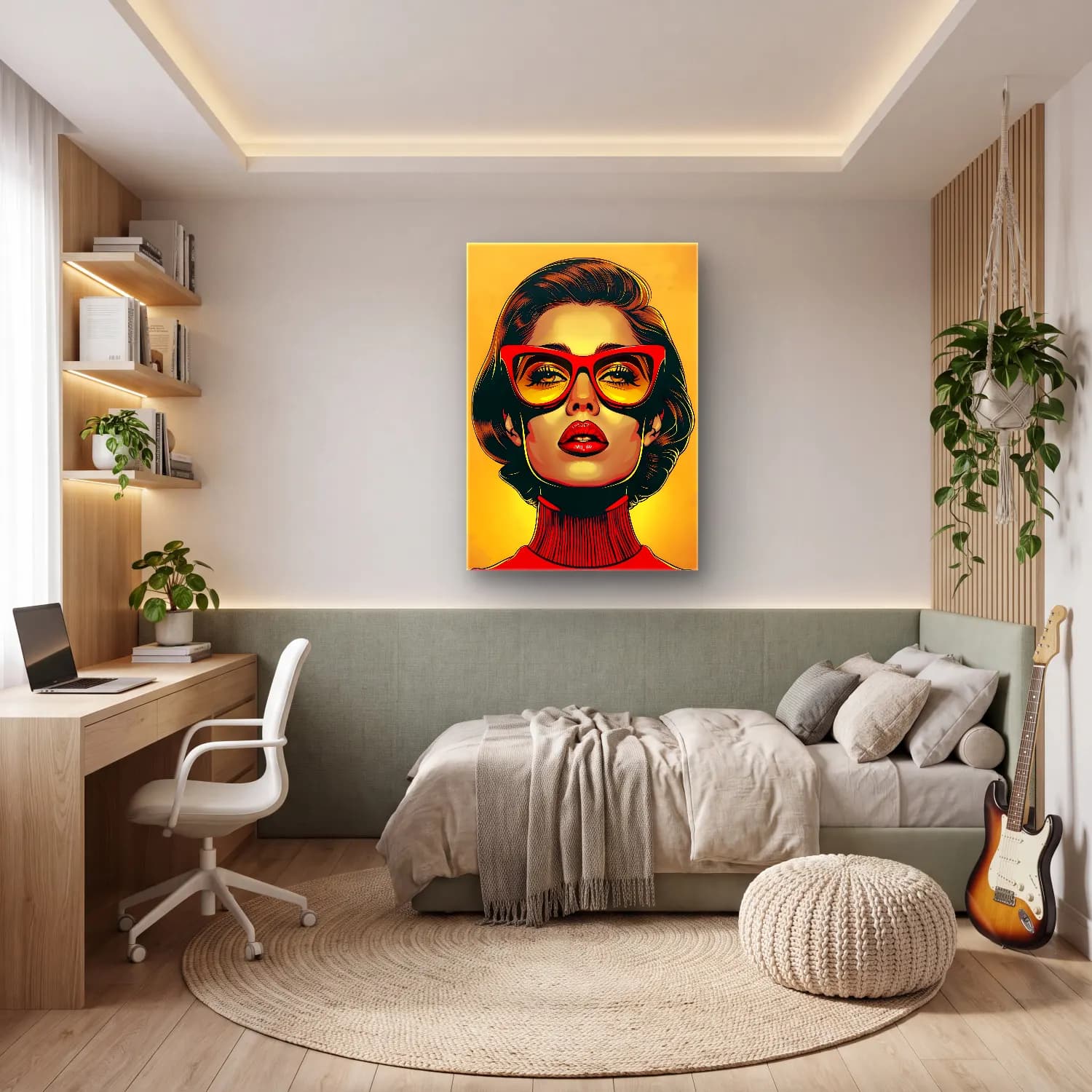 Pop Art Moda İllüstrasyonu No. 33 cam tablo — genç odasında