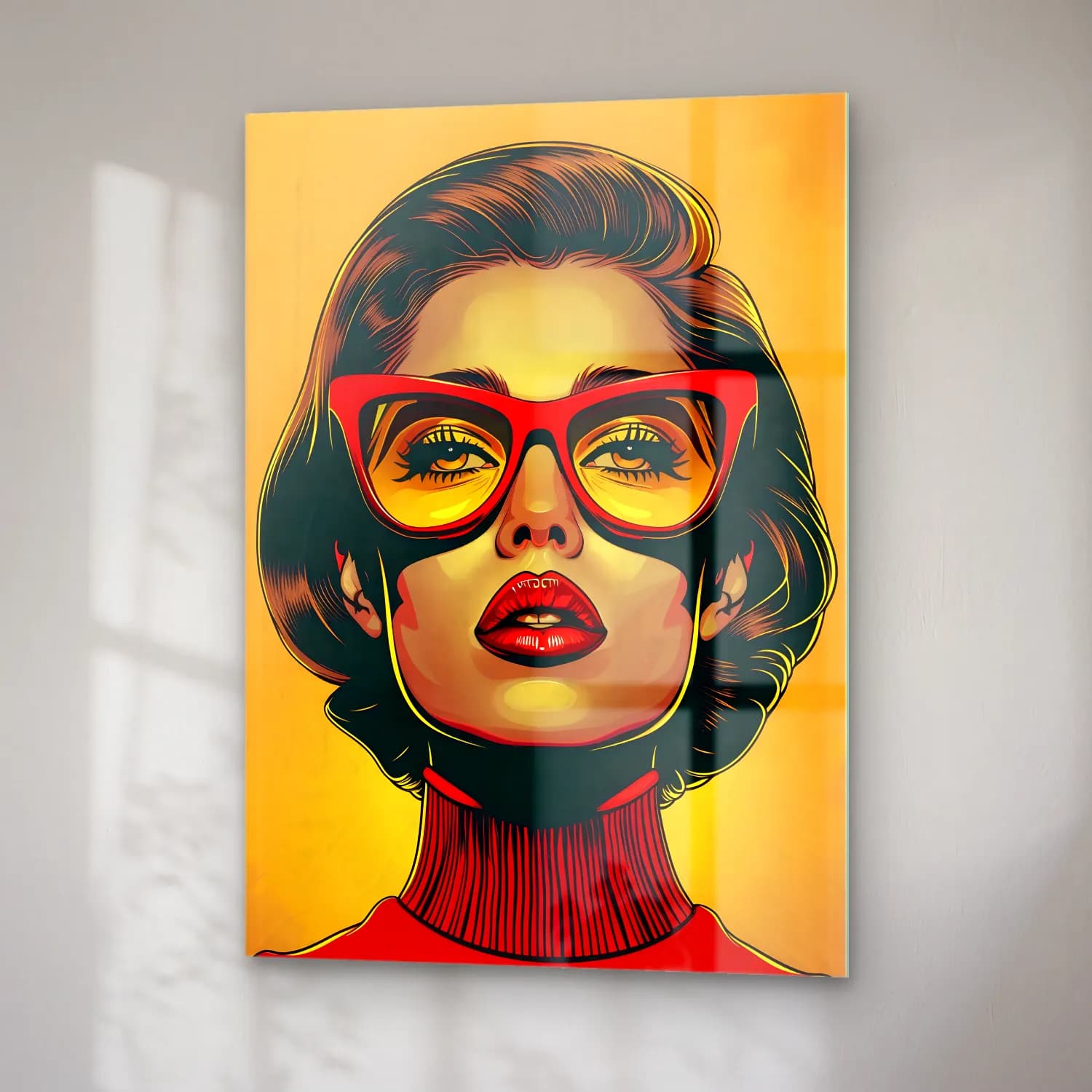 Pop Art Moda İllüstrasyonu No. 33 cam tablo — sağ açıdan görünüm