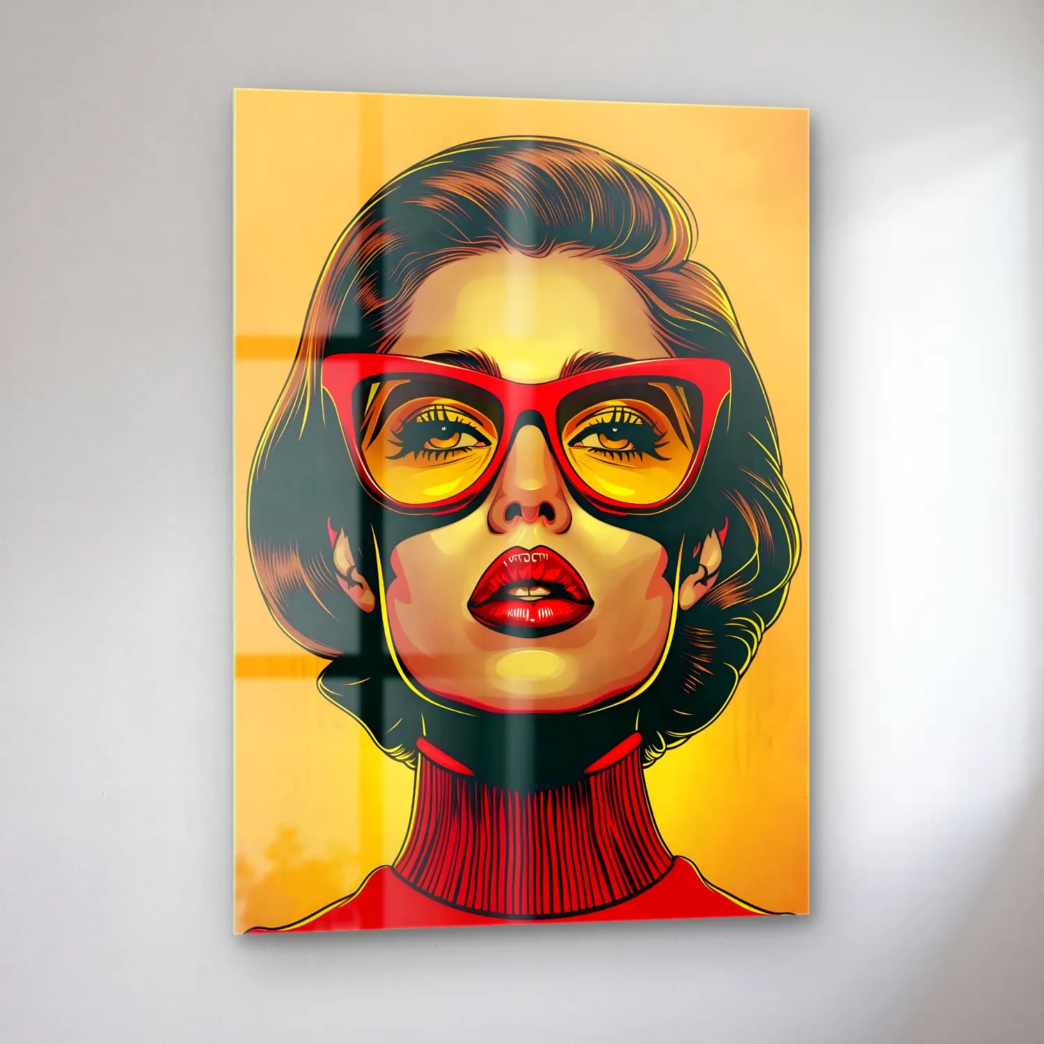 Pop Art Moda İllüstrasyonu No. 33 cam tablo — sol açıdan görünüm