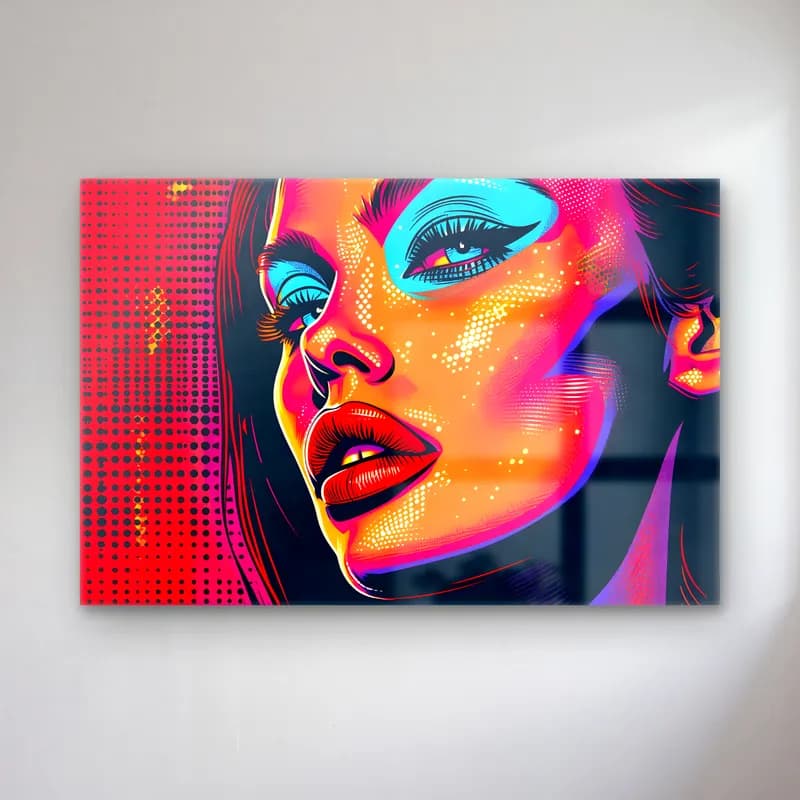 Pop Art Kadın Portresi No. 37 cam tablo — Pop Art Kadın Portresi No. 37 — pop art kadın portresi