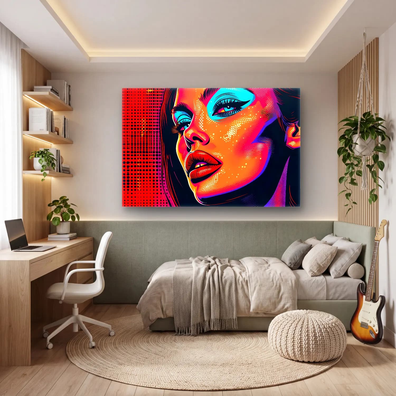 Pop Art Kadın Portresi No. 37 cam tablo — genç odasında