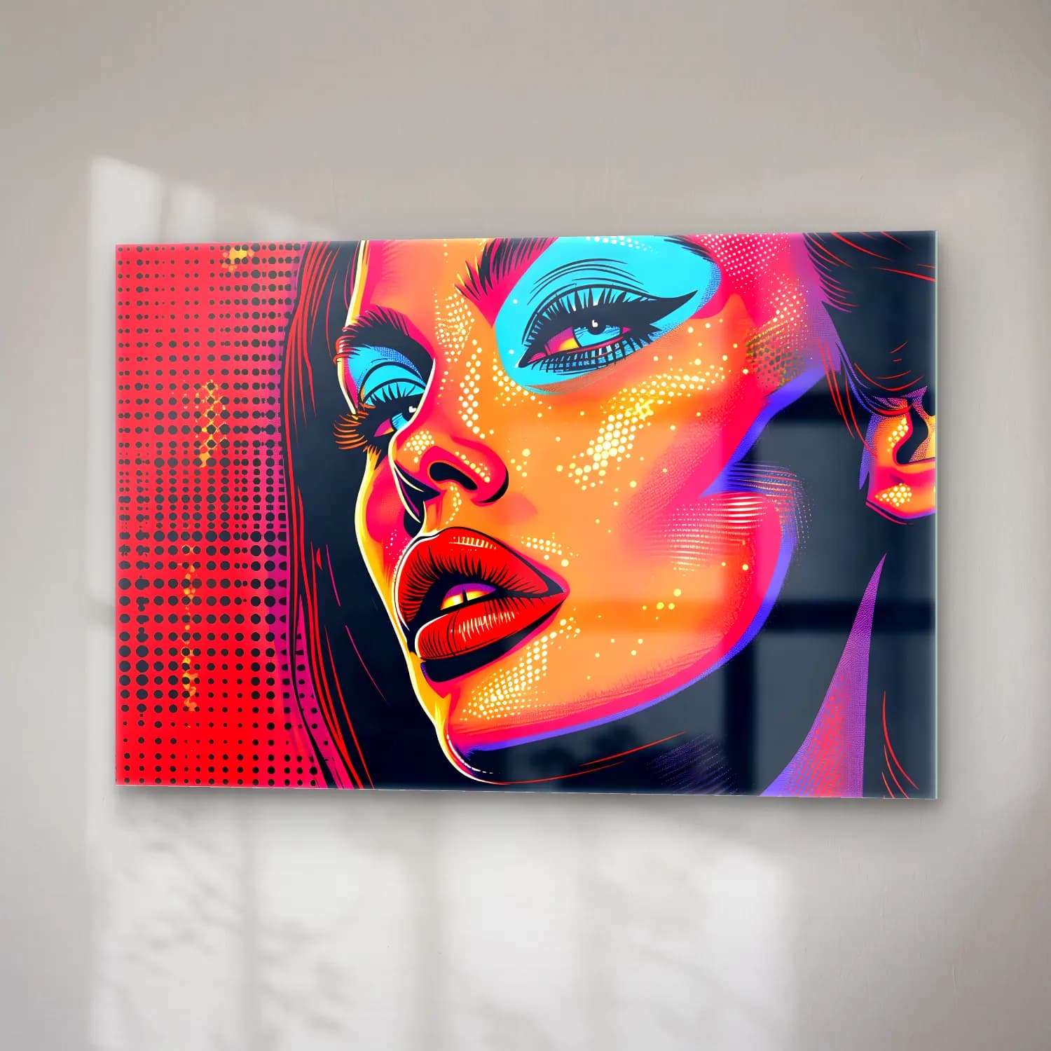 Pop Art Kadın Portresi No. 37 cam tablo — sağ açıdan görünüm