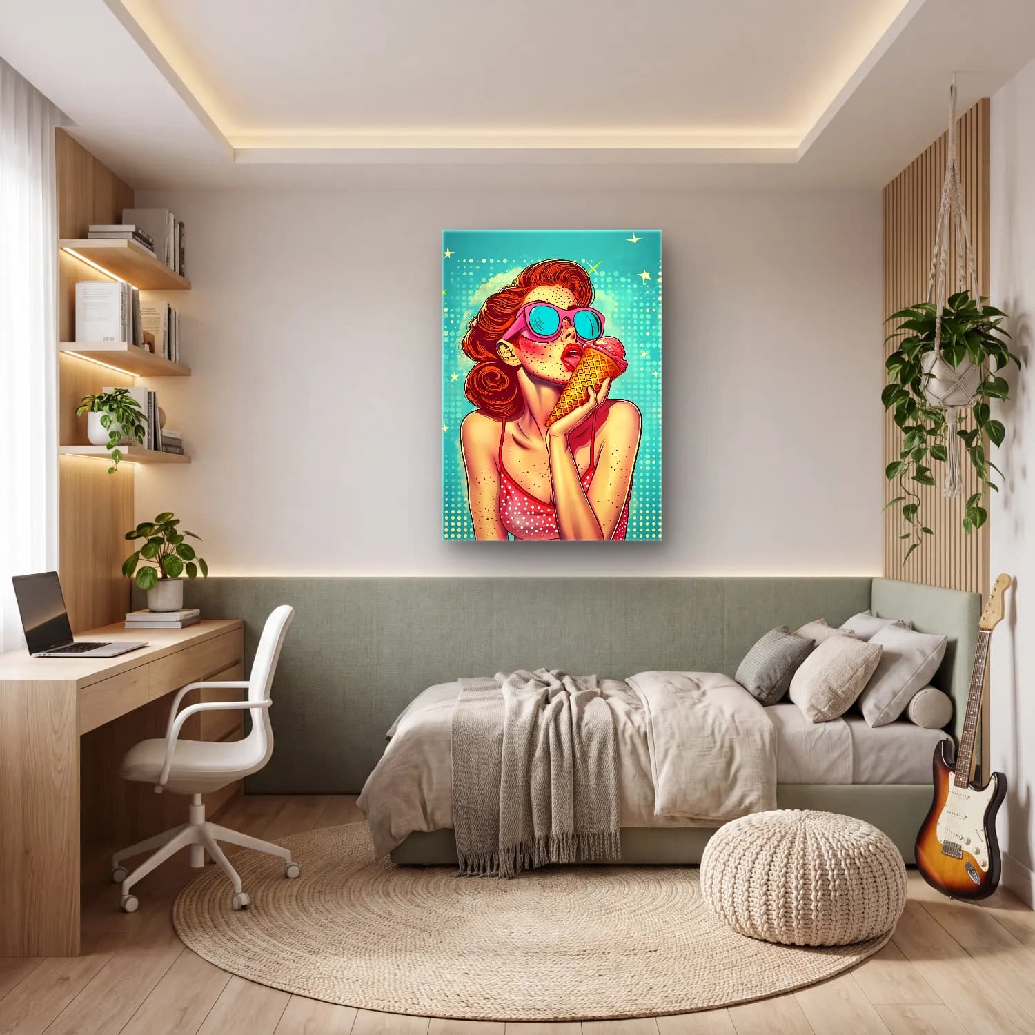 Pop Art Dondurma No. 8 cam tablo — genç odasında