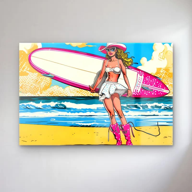 Sevimli İllüstrasyon Sörf cam tablo — Sevimli İllüstrasyon Sörf — sevimli i̇llüstrasyon sörf