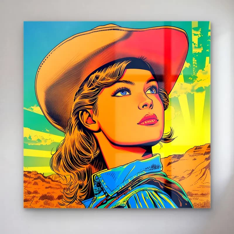 Pop Art Şapkalı Kadın No. 14 cam tablo — Pop Art Şapkalı Kadın No. 14 — pop art şapkalı kadın