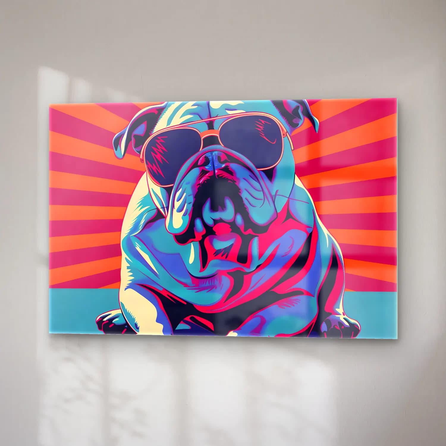 Pop Art Köpek – Mor Tonlar cam tablo — sağ açıdan görünüm