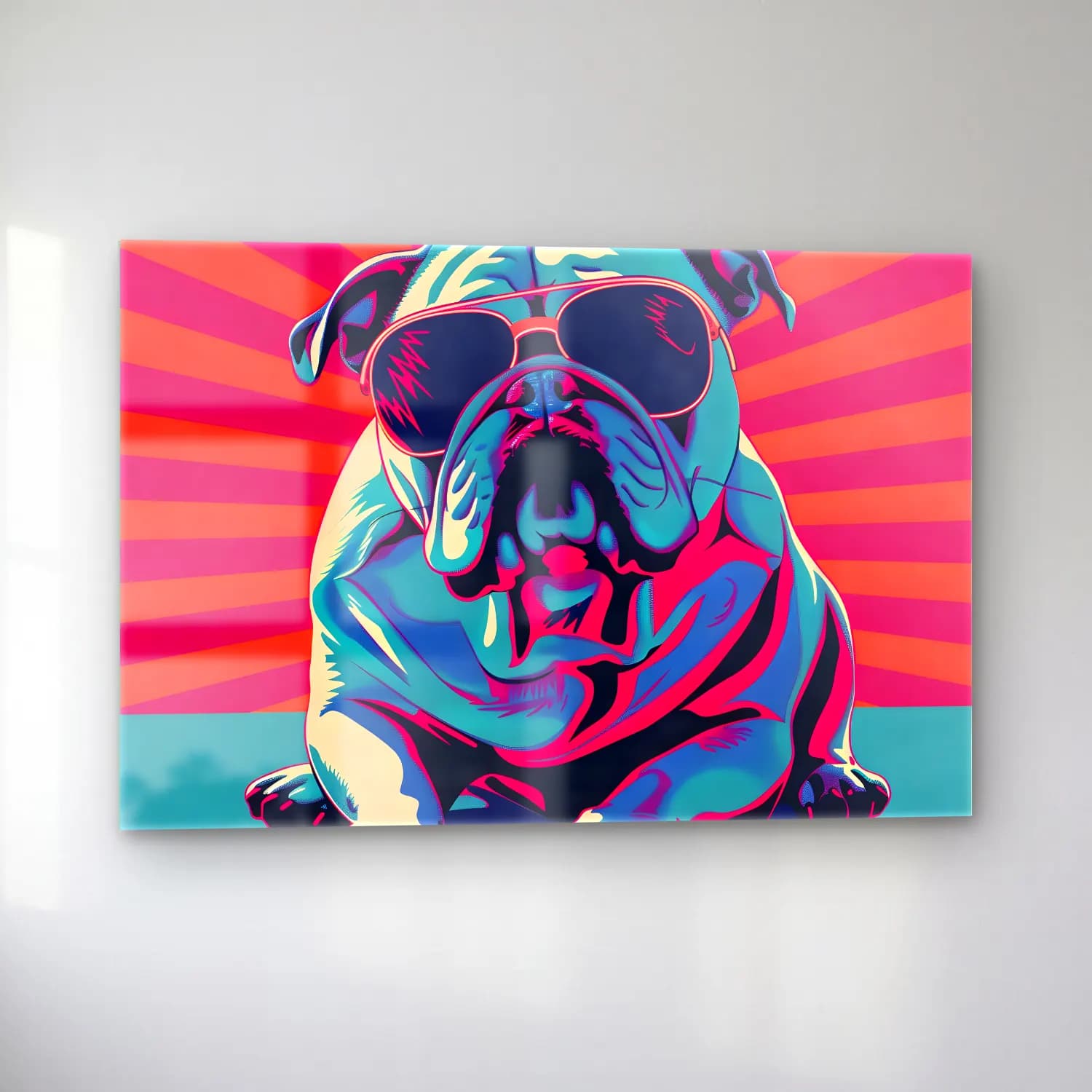 Pop Art Köpek – Mor Tonlar cam tablo — sol açıdan görünüm