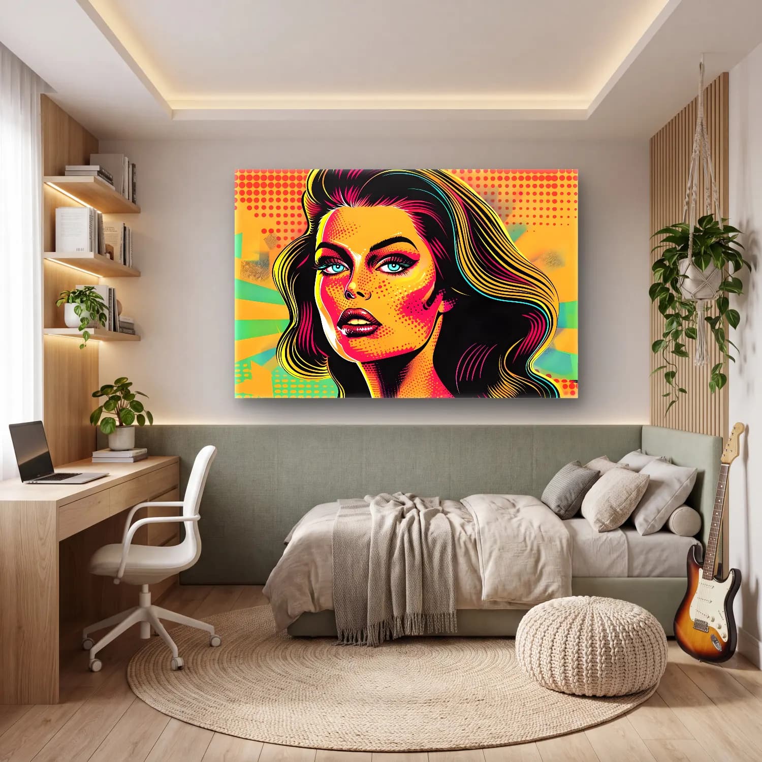 Pop Art Moda İllüstrasyonu No. 22 cam tablo — genç odasında