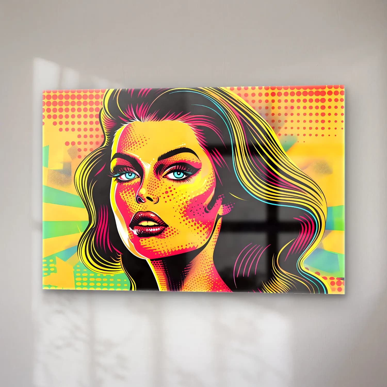 Pop Art Moda İllüstrasyonu No. 22 cam tablo — sağ açıdan görünüm