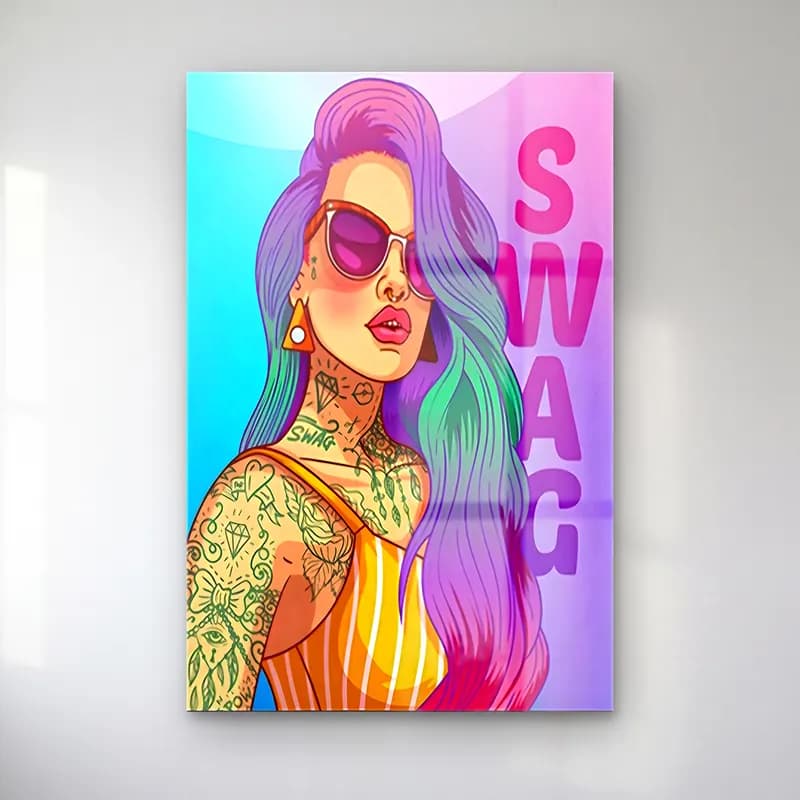 Sevimli İllüstrasyon Moda İllüstrasyonu – Mor Tonlar cam tablo — Sevimli İllüstrasyon Moda İllüstrasyonu – Mor Tonlar — sevimli i̇llüstrasyon moda i̇llüstrasyonu