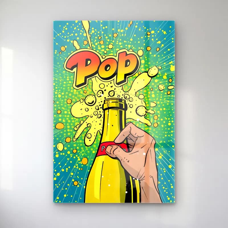 Pop Art Şampanya – Sarı Tonlar cam tablo — Pop Art Şampanya – Sarı Tonlar — pop art şampanya