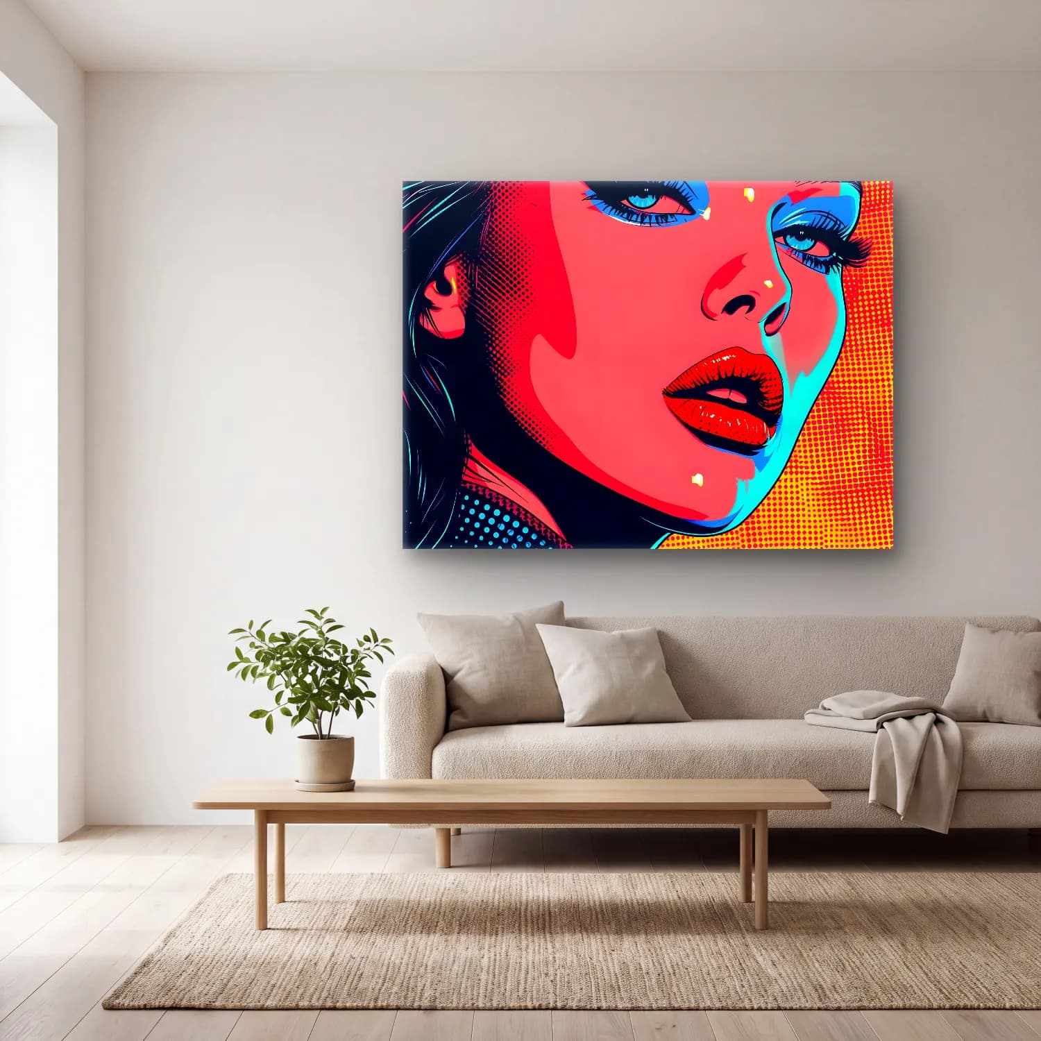 Pop Art Moda İllüstrasyonu No. 31 cam tablo — açık renk salonda