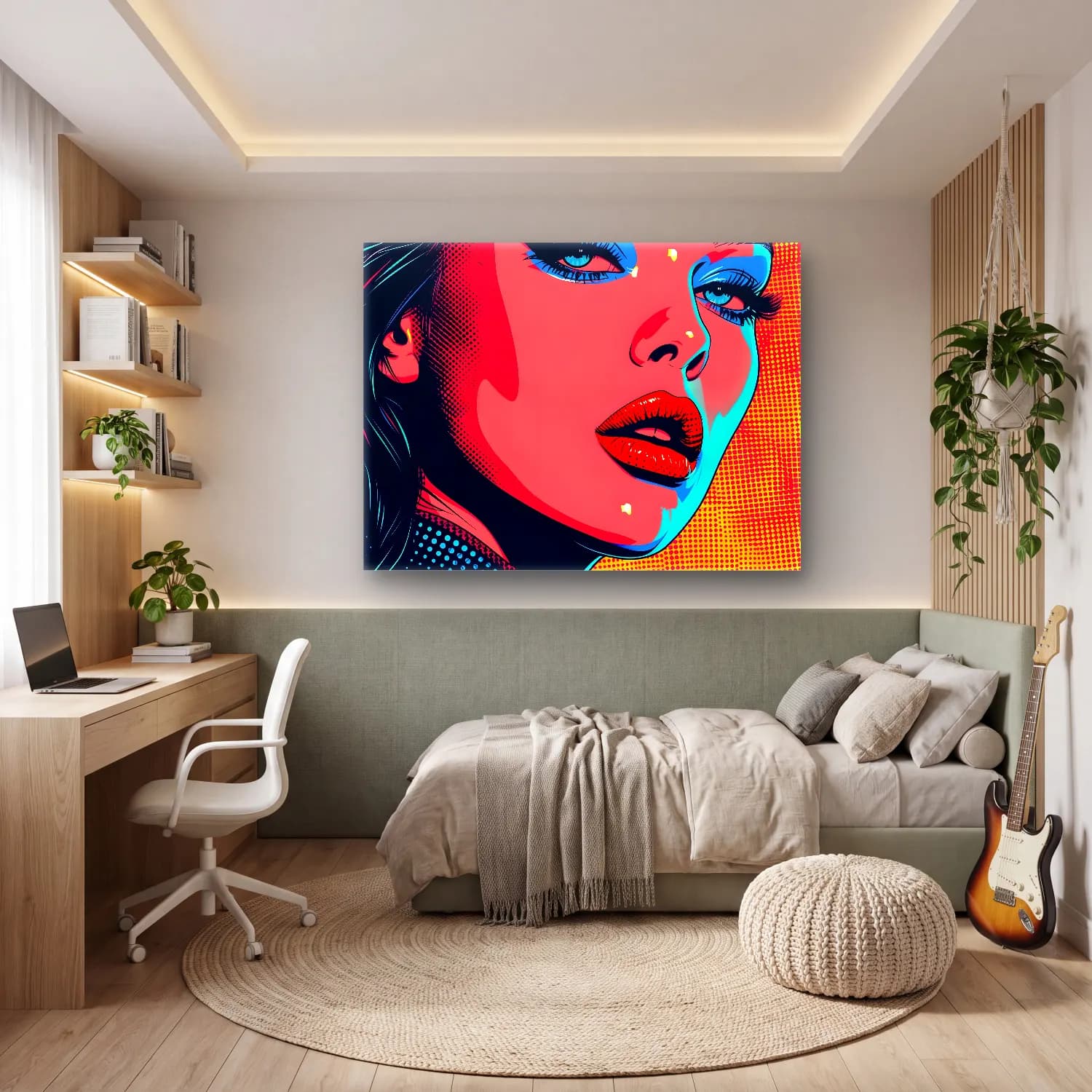 Pop Art Moda İllüstrasyonu No. 31 cam tablo — genç odasında