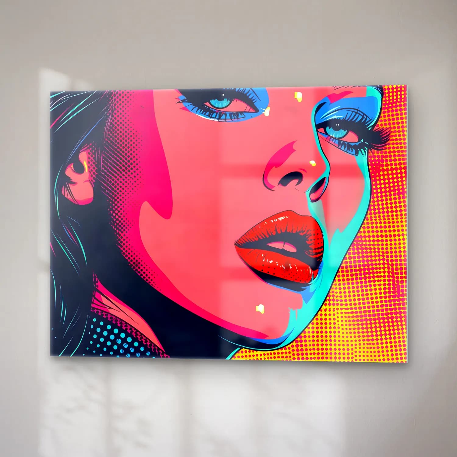Pop Art Moda İllüstrasyonu No. 31 cam tablo — sağ açıdan görünüm