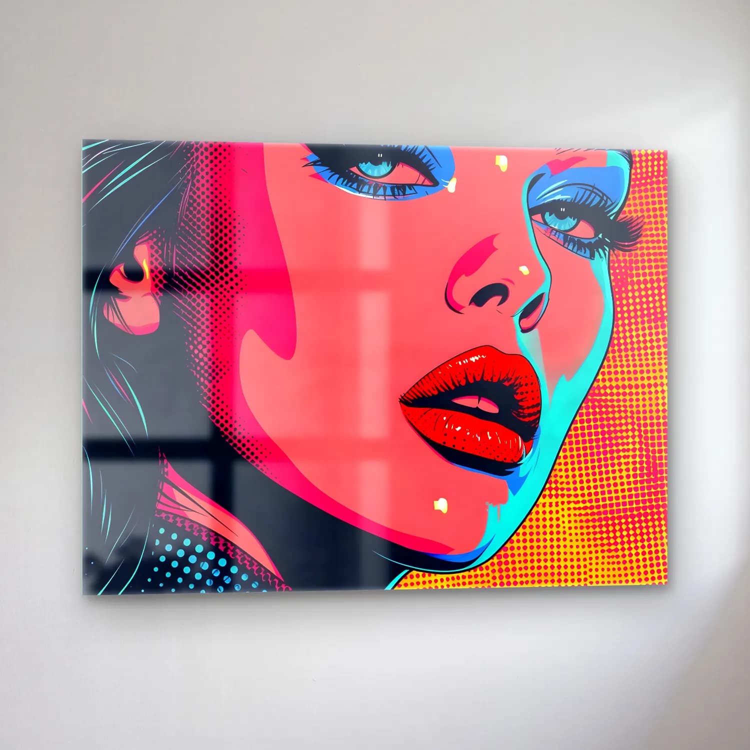 Pop Art Moda İllüstrasyonu No. 31 cam tablo — sol açıdan görünüm