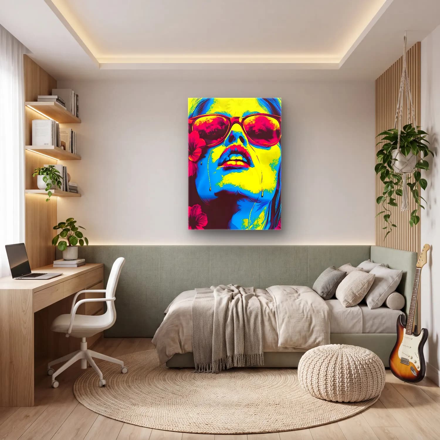 Pop Art Kadın Portresi No. 38 cam tablo — genç odasında