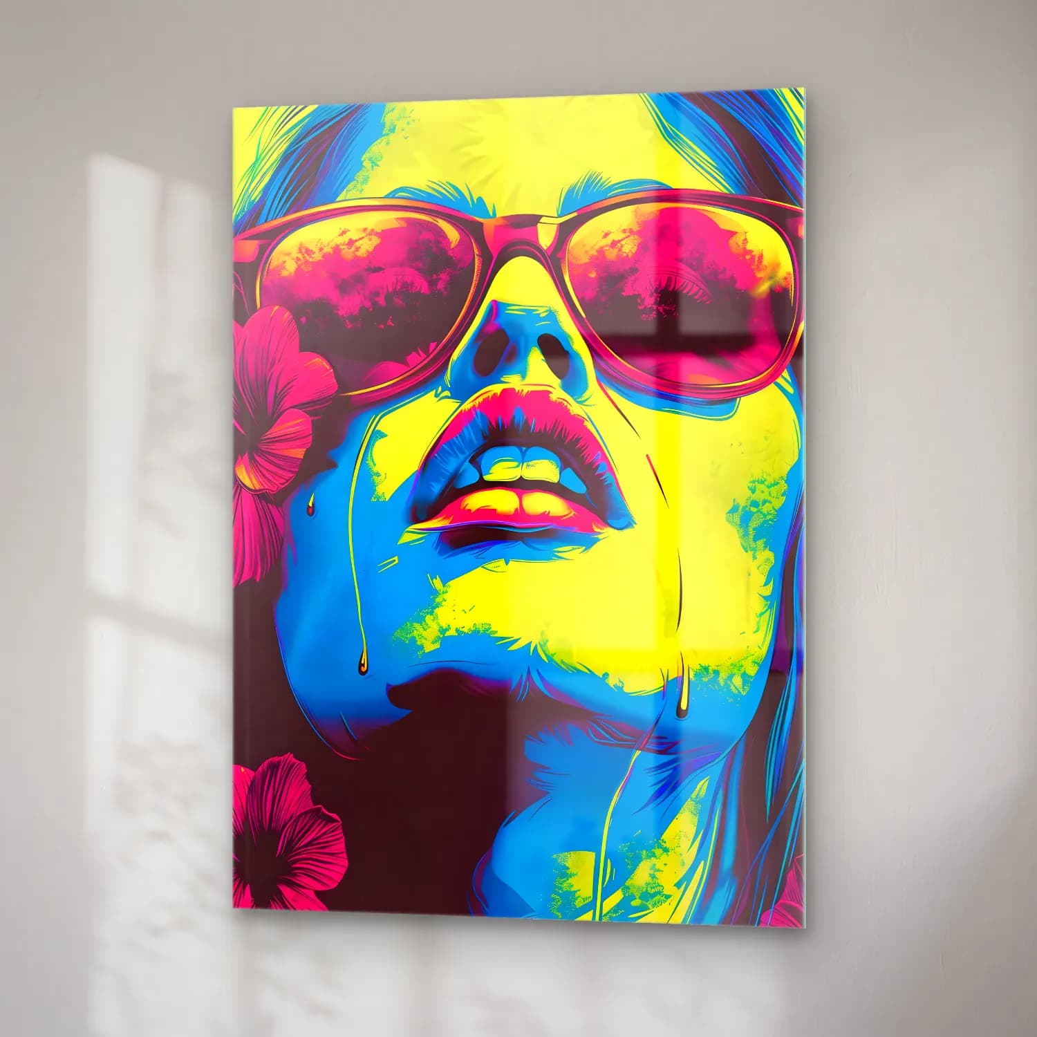 Pop Art Kadın Portresi No. 38 cam tablo — sağ açıdan görünüm