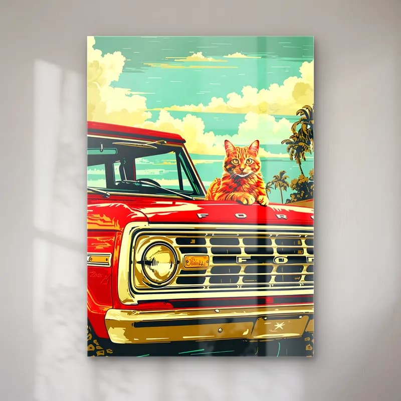 Retro Kedi No. 4 cam tablo — Retro Kedi No. 4 — retro kedi