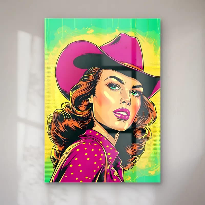 Pop Art Şapkalı Kadın No. 12 cam tablo — Pop Art Şapkalı Kadın No. 12 — pop art şapkalı kadın