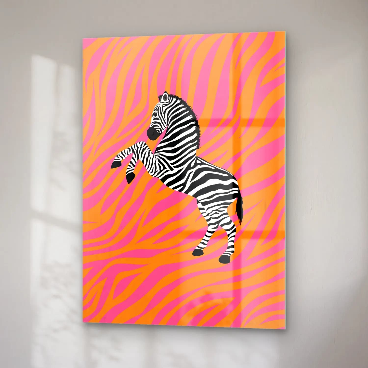 Maksimalist Zebra No. 5 cam tablo — sağ açıdan görünüm
