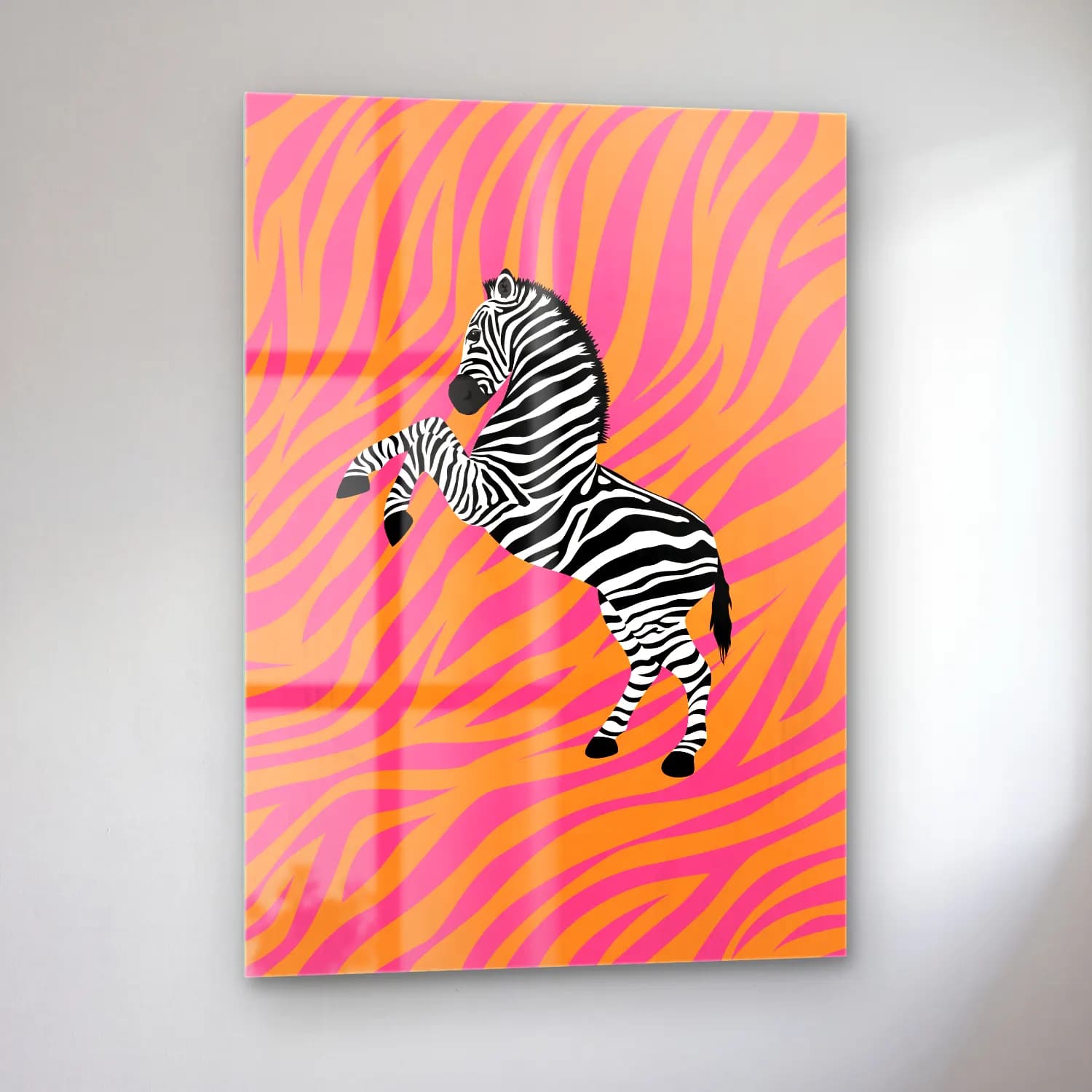Maksimalist Zebra No. 5 cam tablo — sol açıdan görünüm