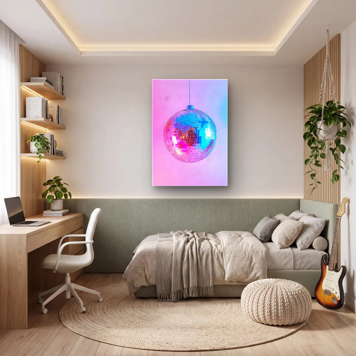 Pastel Yılbaşı Süsleri No. 52 cam tablo — genç odasında