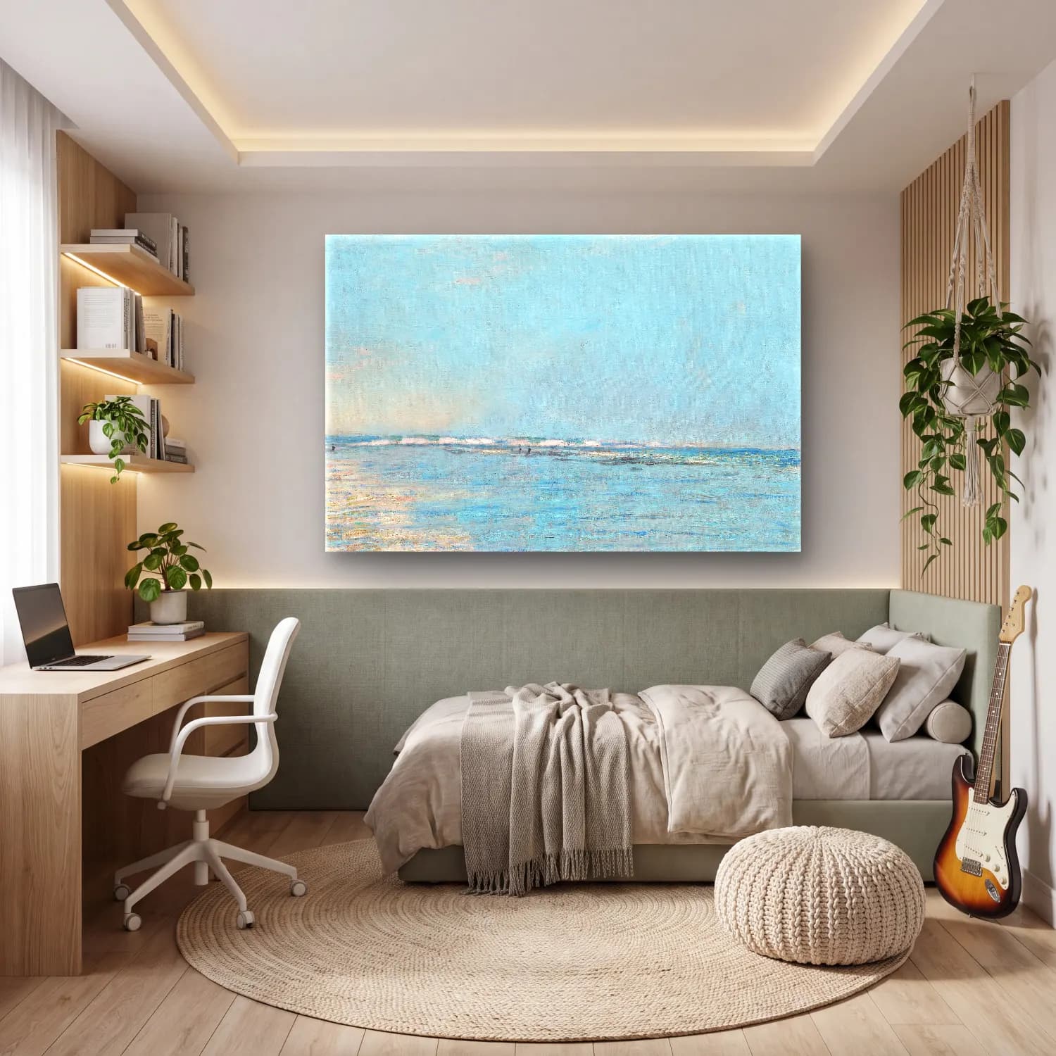 Claude Monet – Sakin Deniz Ufku cam tablo — genç odasında