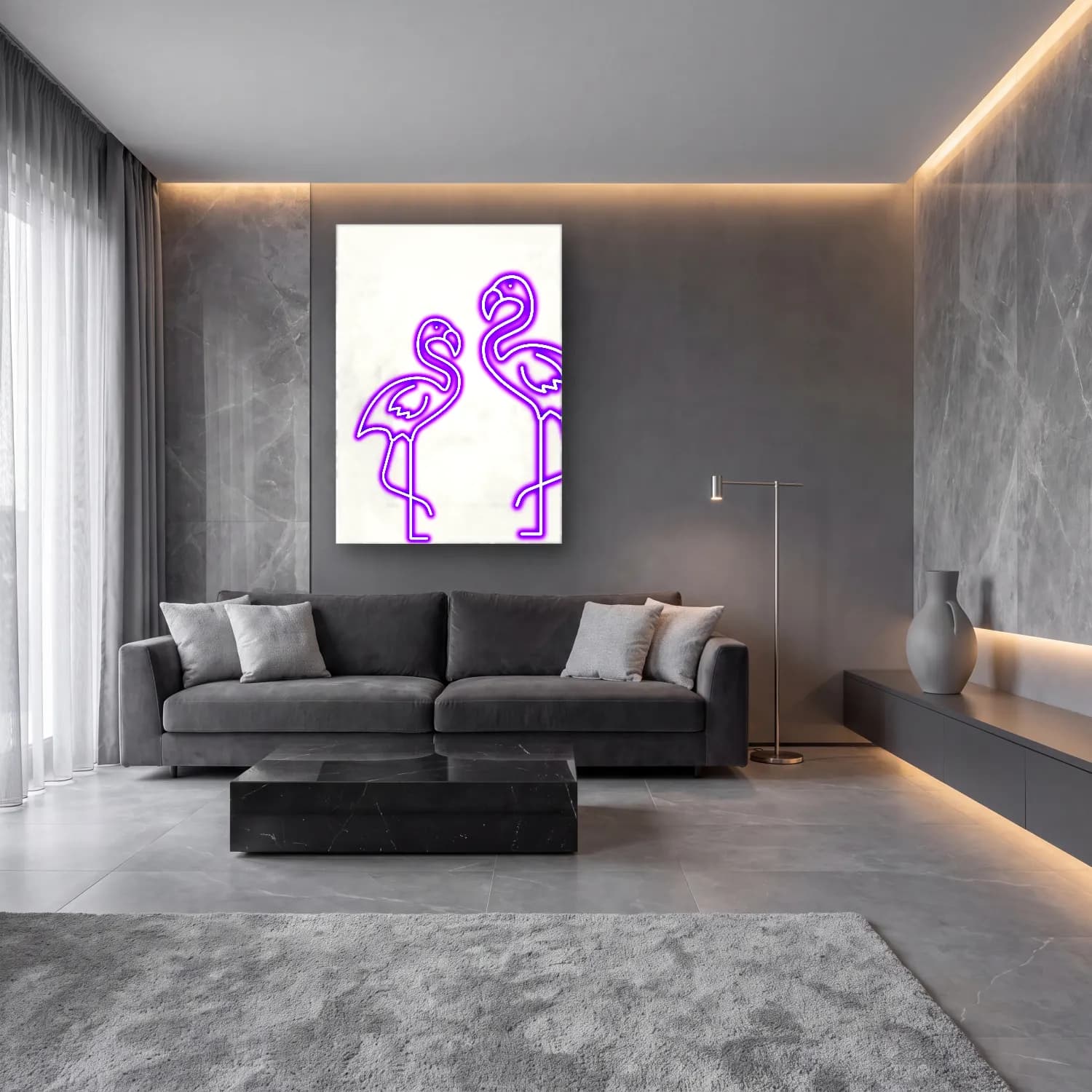 RETRO - TRENDY – Flamingo cam tablo — lüks salon duvarında