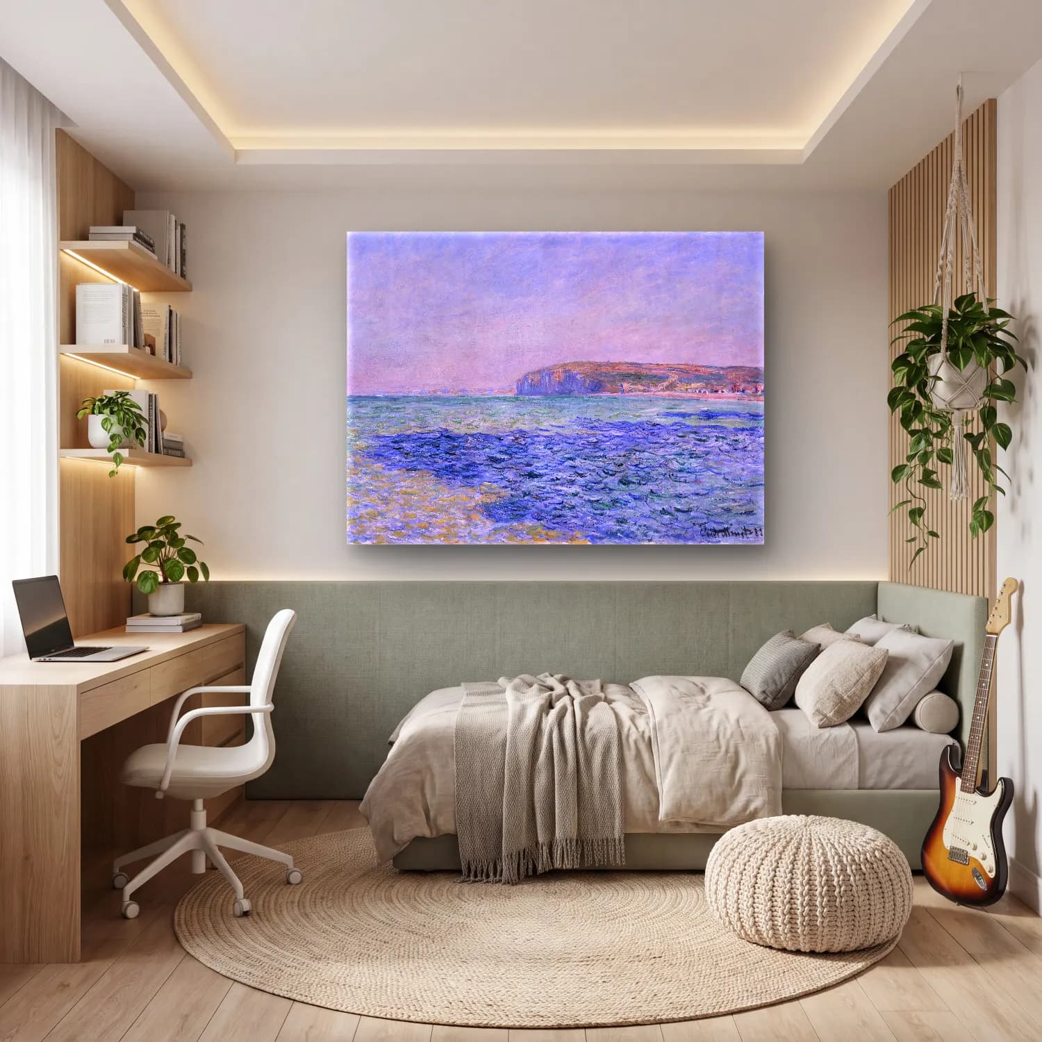 Claude Monet – Dalgalı Sahil cam tablo — genç odasında
