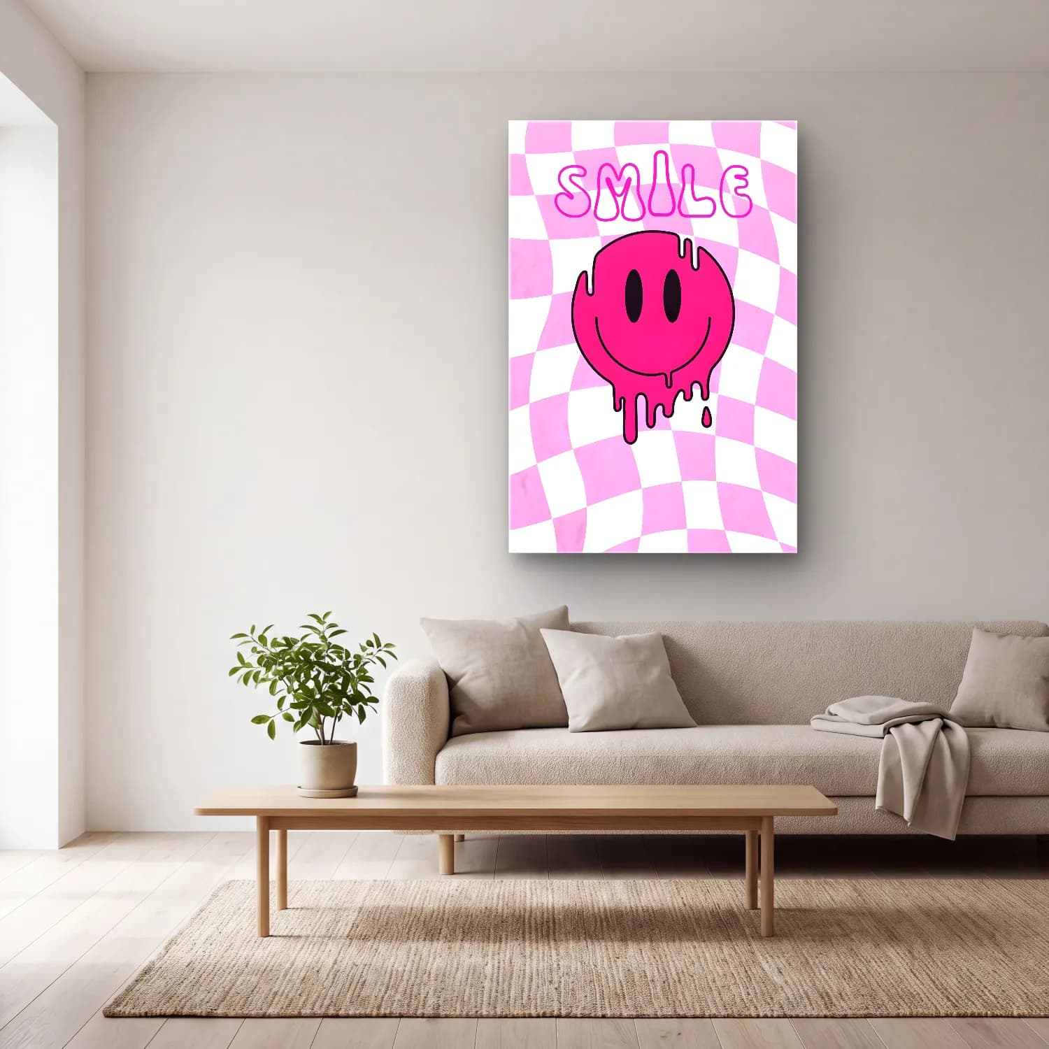 RETRO - TRENDY – Dama Deseni No. 8 cam tablo — açık renk salonda