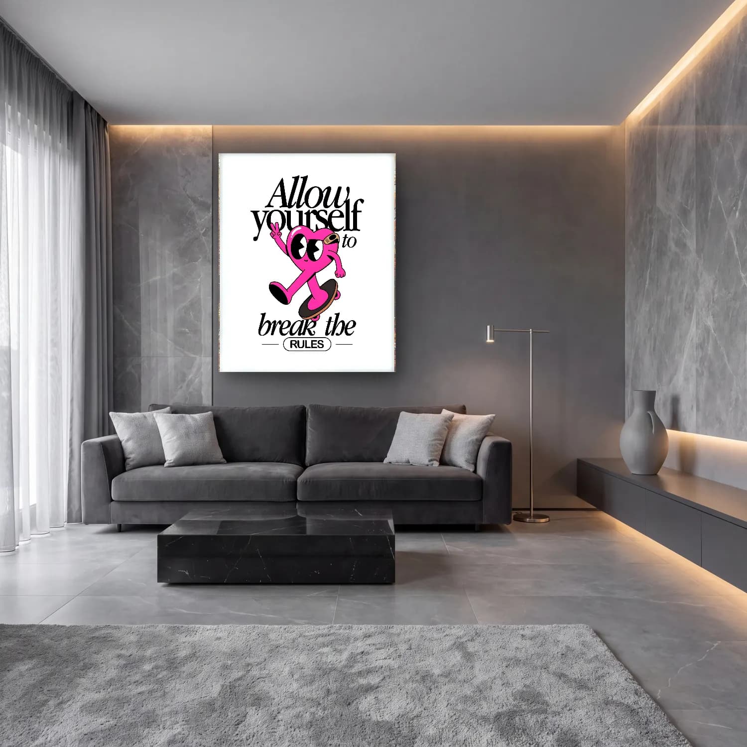 RETRO - TRENDY – Söz Posteri No. 8 cam tablo — lüks salon duvarında