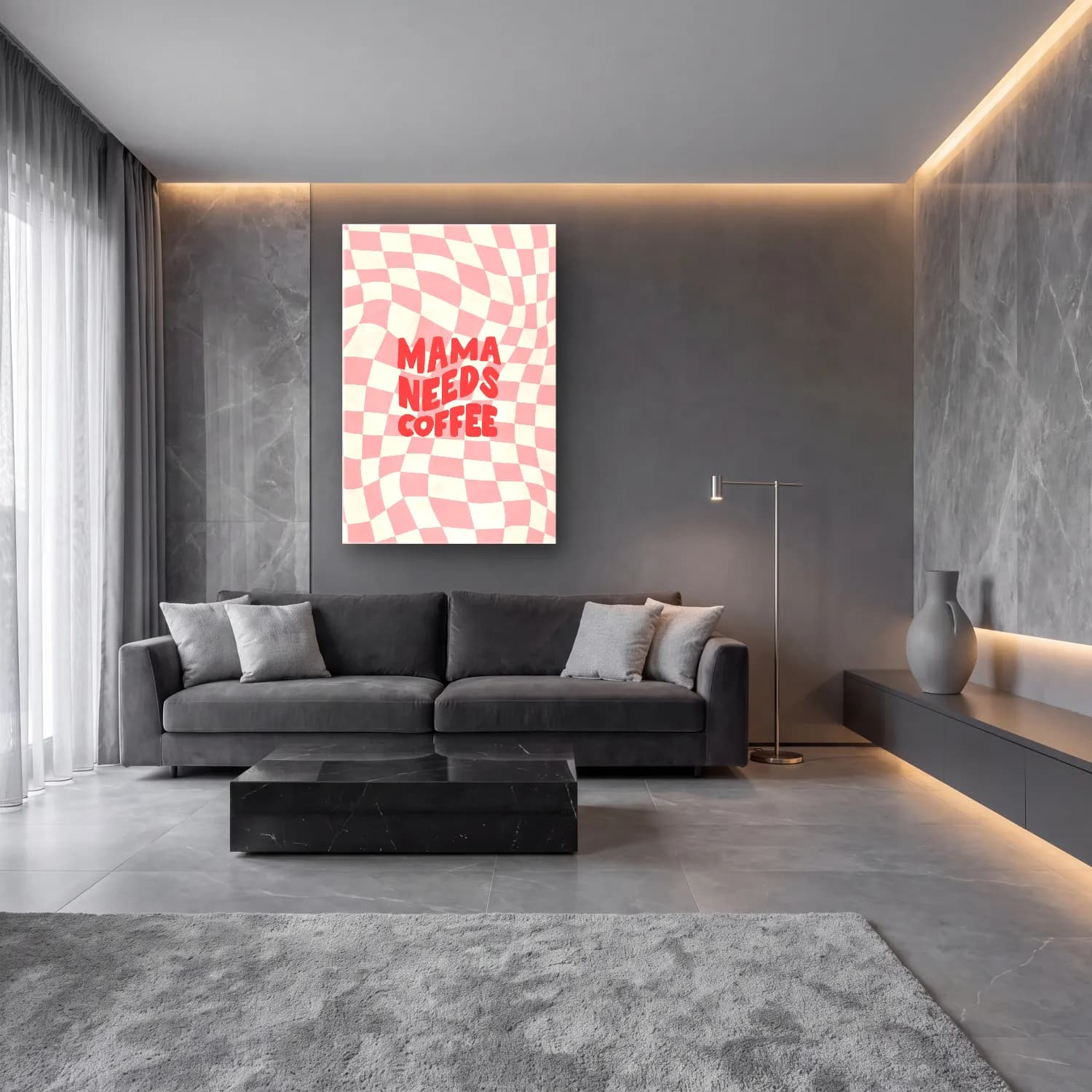 RETRO - TRENDY – Dama Deseni No. 10 cam tablo — lüks salon duvarında