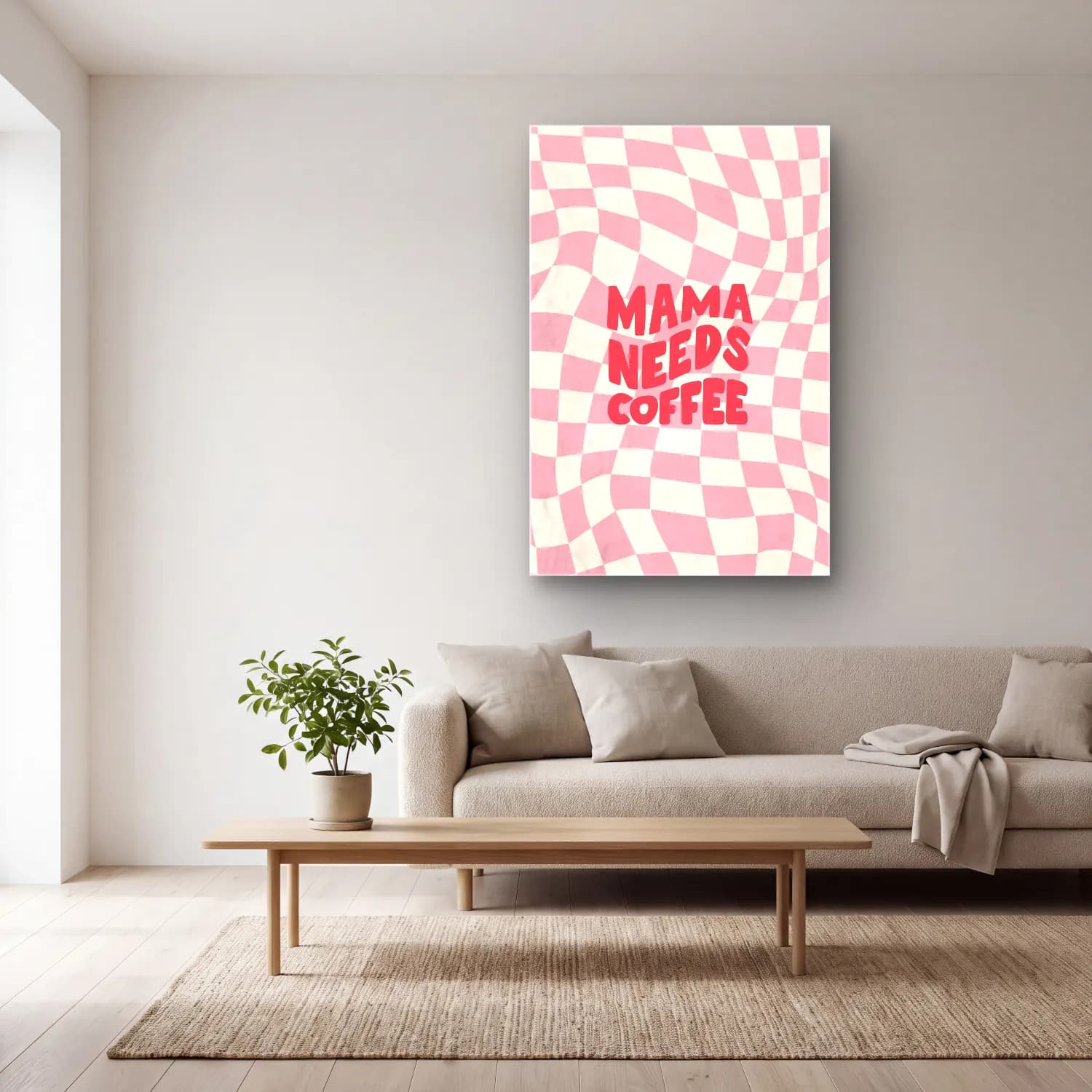 RETRO - TRENDY – Dama Deseni No. 10 cam tablo — açık renk salonda