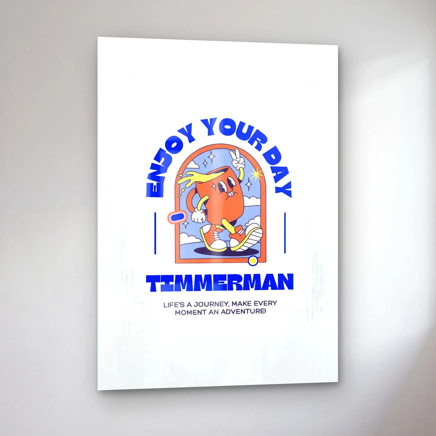 RETRO - TRENDY – Astronot – Turuncu Tonlar cam tablo — sol açıdan görünüm