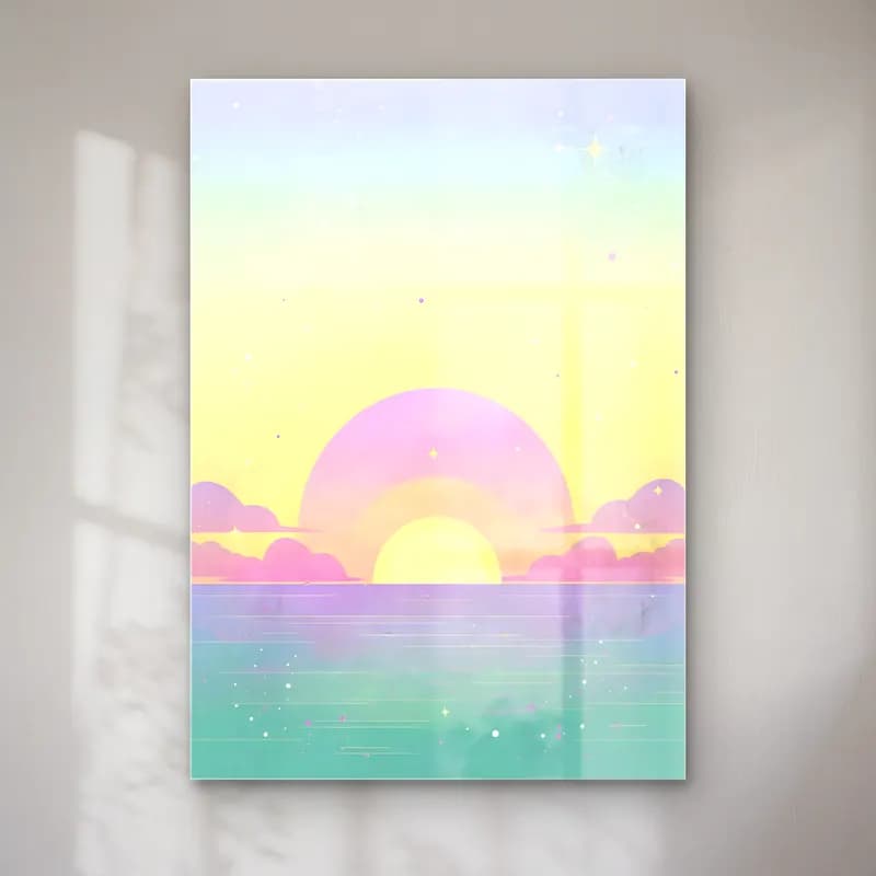 RETRO - TRENDY – Gün Batımında Göl cam tablo — RETRO - TRENDY – Gün Batımında Göl — pastel gün batımında göl