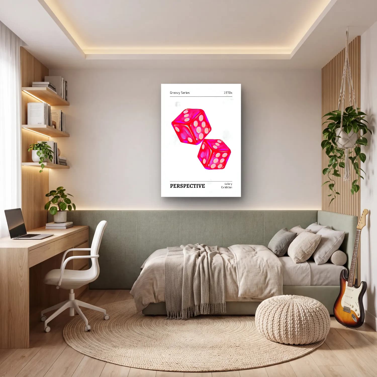 RETRO - TRENDY – Dama Deseni No. 12 cam tablo — genç odasında