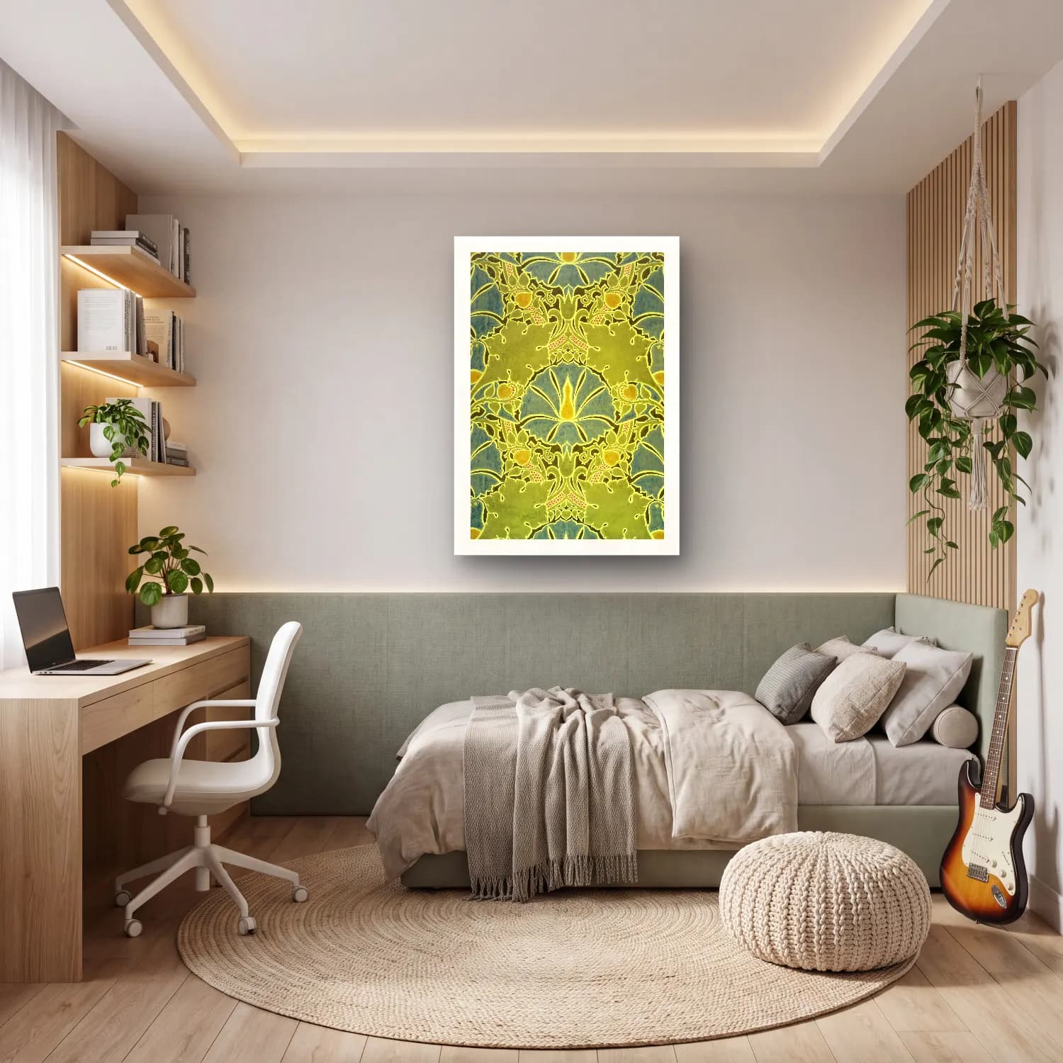 Pastel Çiçek Deseni No. 2 cam tablo — genç odasında