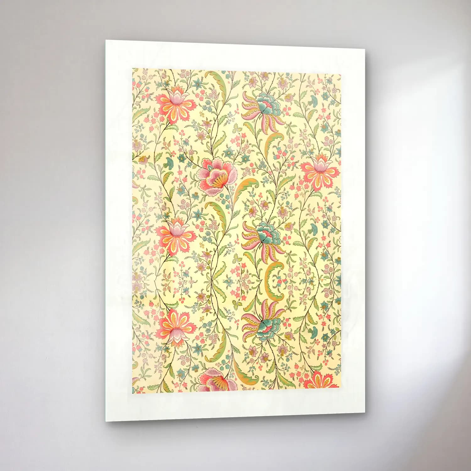 Pastel Çiçek Deseni No. 3 cam tablo — sol açıdan görünüm