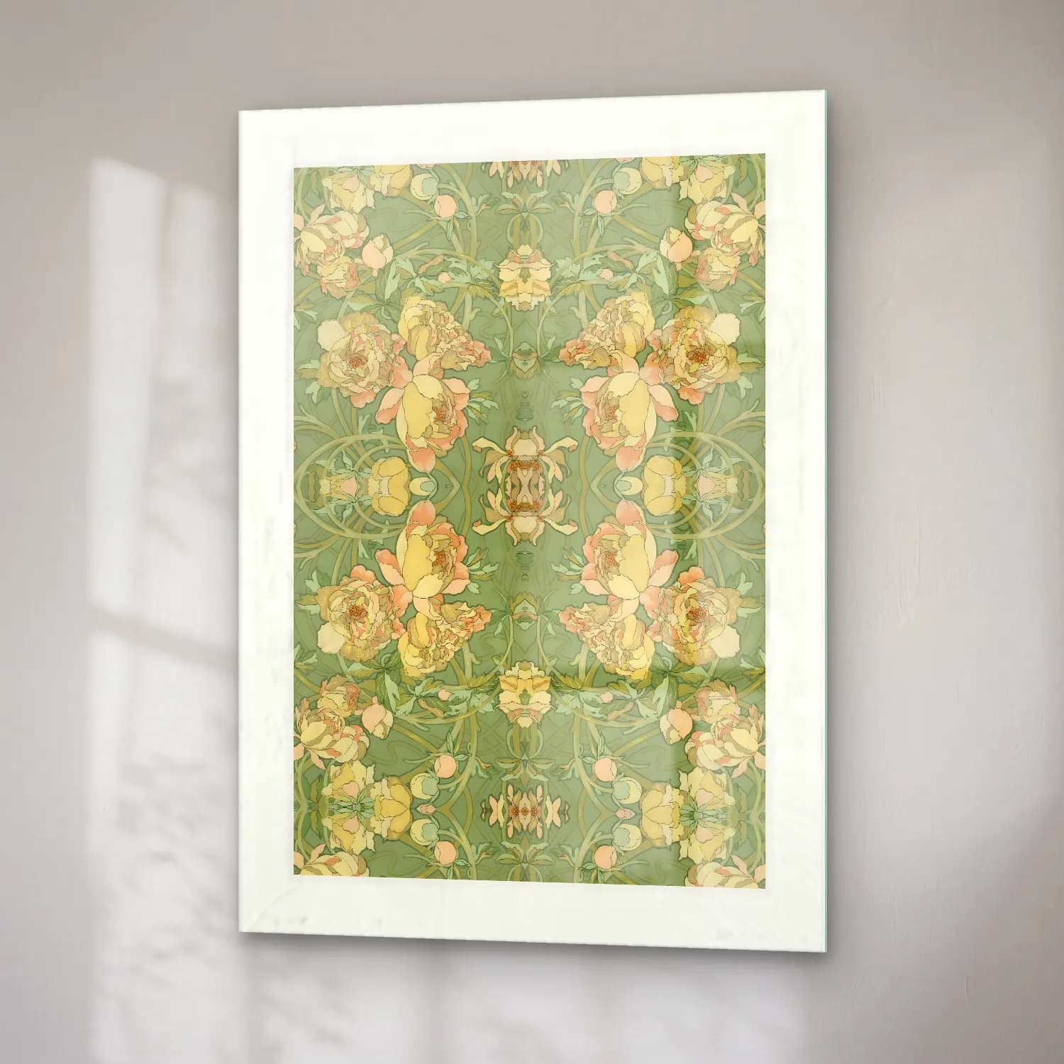Pastel Çiçek Deseni No. 4 cam tablo — sağ açıdan görünüm