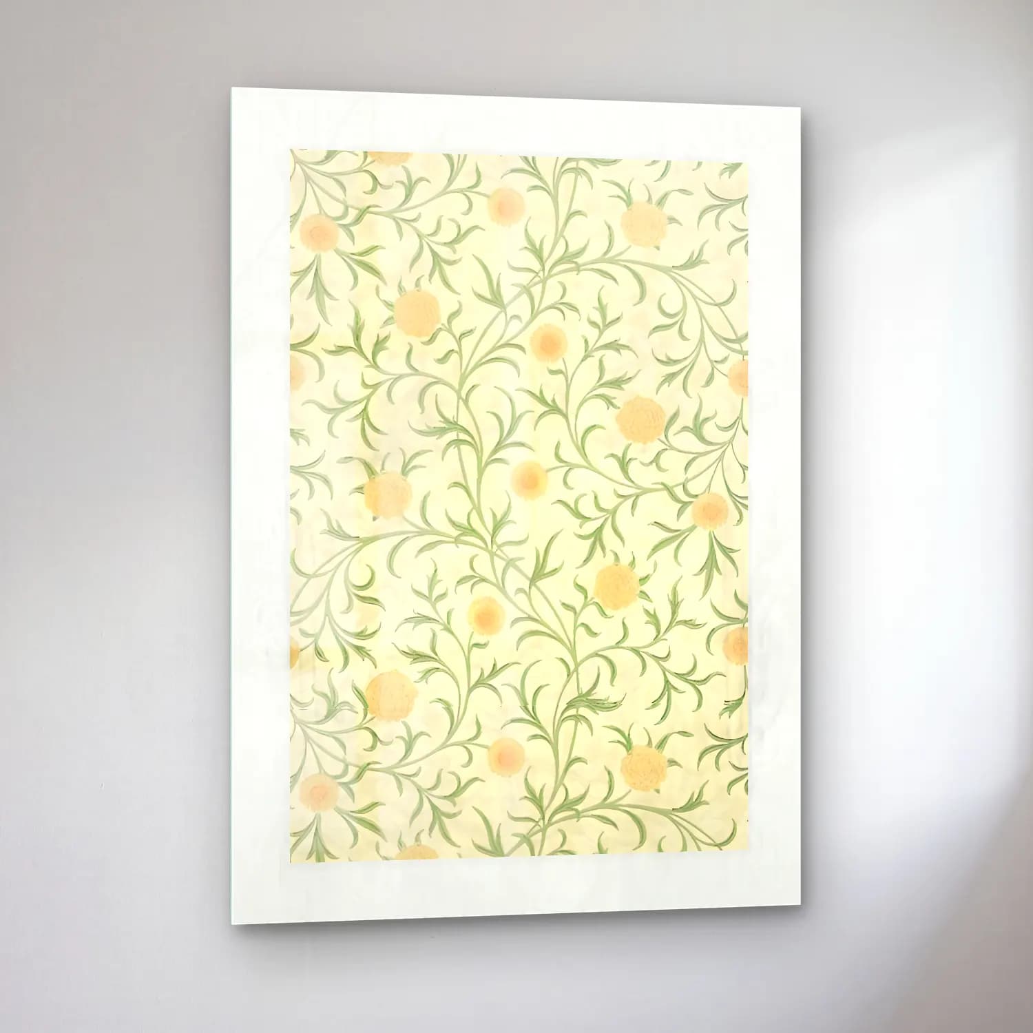 Pastel Çiçek Deseni No. 7 cam tablo — sol açıdan görünüm