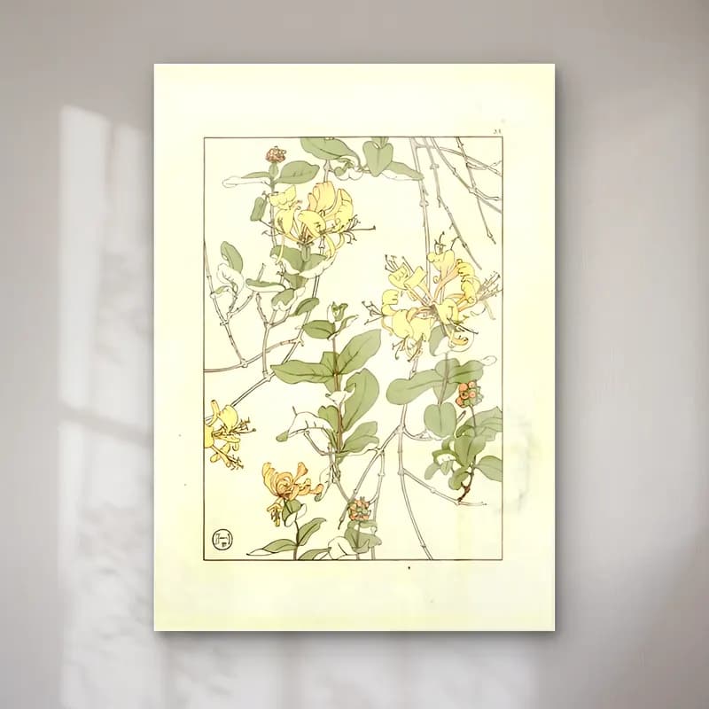 Botanik İllüstrasyon Çiçek Deseni No. 8 cam tablo — Botanik İllüstrasyon Çiçek Deseni No. 8 — botanik i̇llüstrasyon çiçek deseni