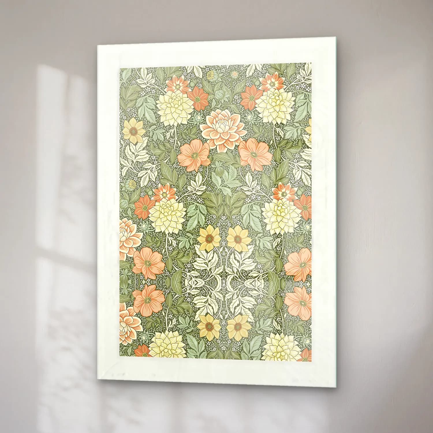 Pastel Çiçek Deseni No. 11 cam tablo — sağ açıdan görünüm