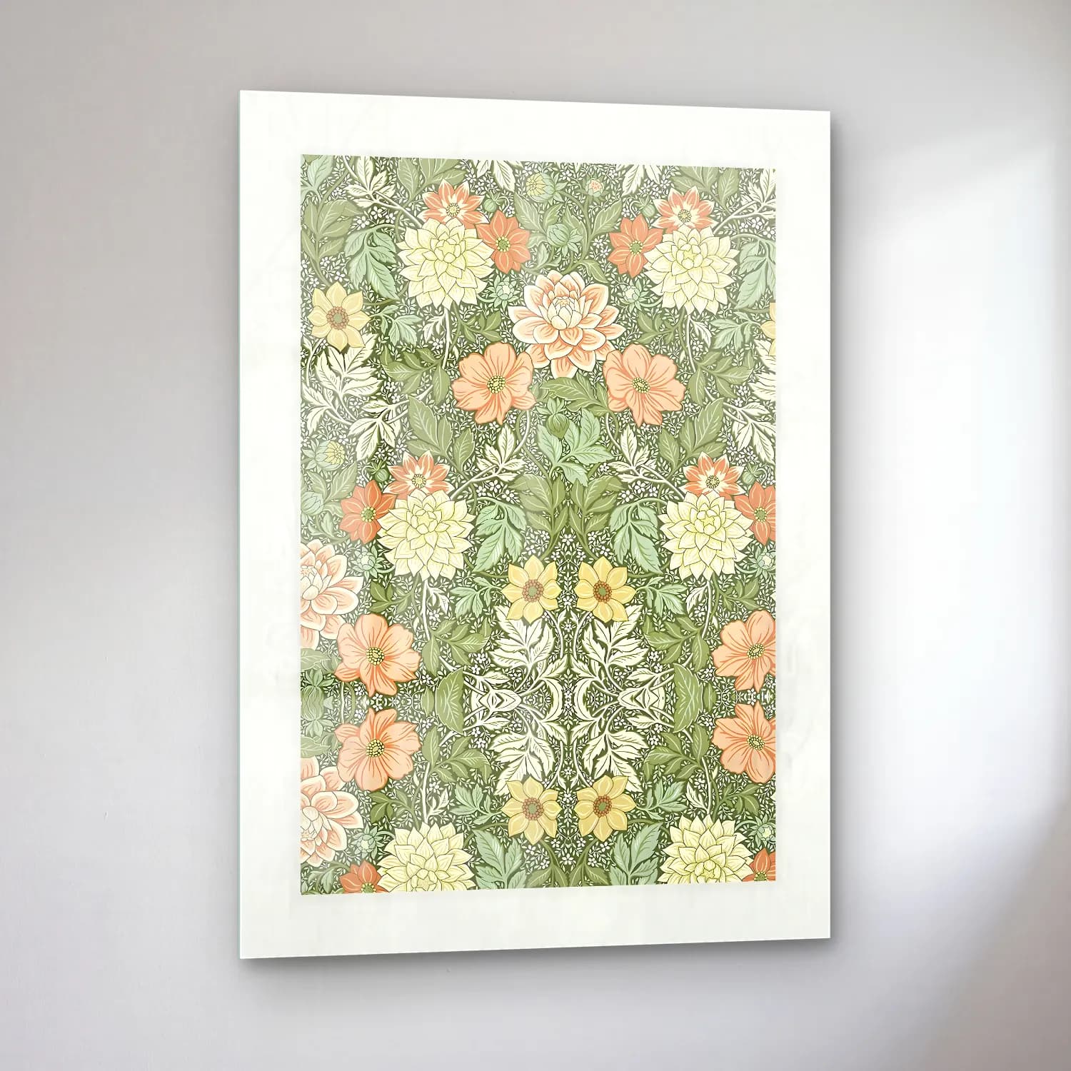 Pastel Çiçek Deseni No. 11 cam tablo — sol açıdan görünüm